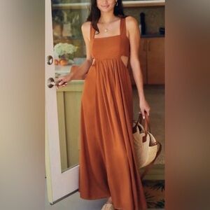 Anthropologie Cutout Pleated‎ Maxi Dress
